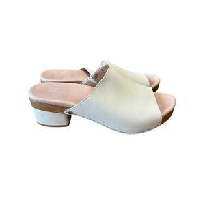 Dansko Maci Leather Slide Sandals SlipOn Mule Heel Cream White Sz 40 US 9.5/10